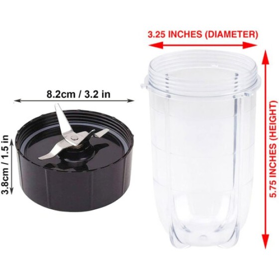 Set Gelas Pengganti 16 oz untuk Juicer Seri 250 W MB1001, 12 Buah, Suku Cadang Pengganti Mixer yang Mudah Diganti